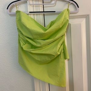 Zara Green Strapless Poplin Top
